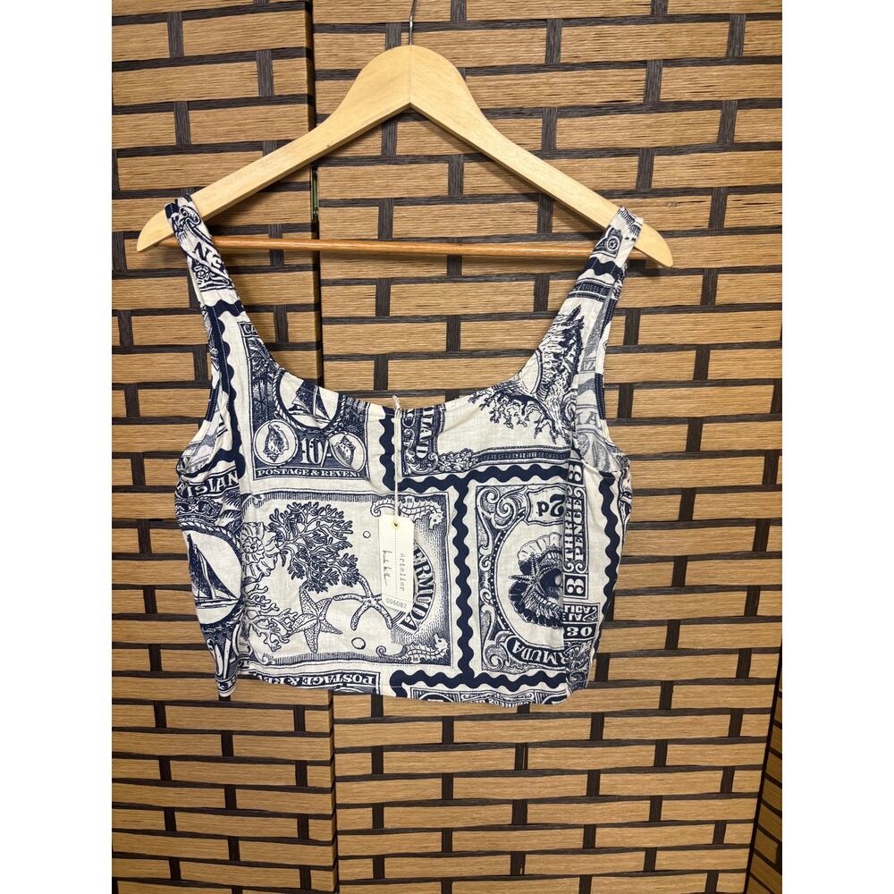 Nicole Miller Navy‎ ANd White Tank Top Size Small